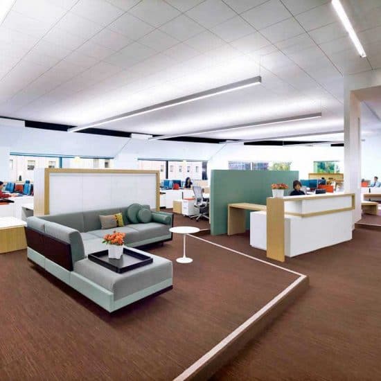 HMC Architects Open Office Design with Sofas and Workspaces