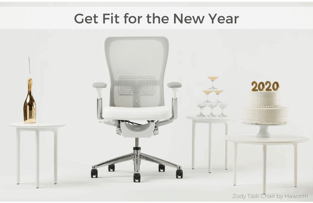 tables and chairs and a label of Get Fit for the New Year