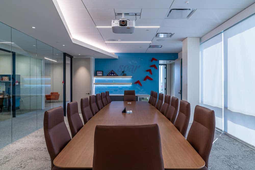 Credit Union Conference Room with Long Table and Chairs