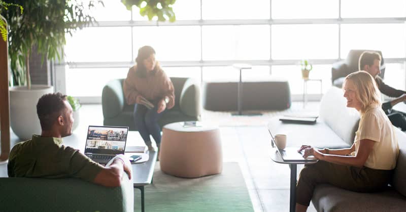 People in a meeting listening intently