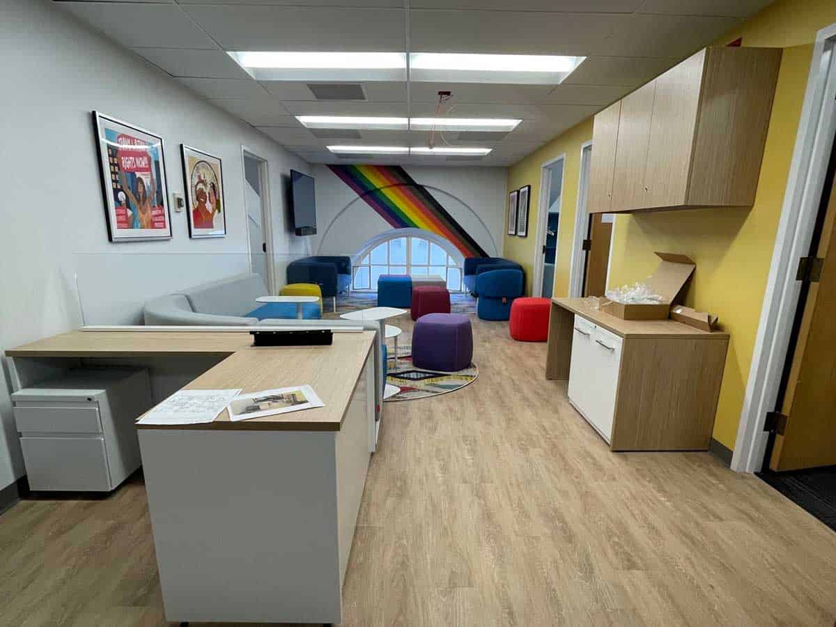 USC LGBTQ Lounge with Desks and Cabinets