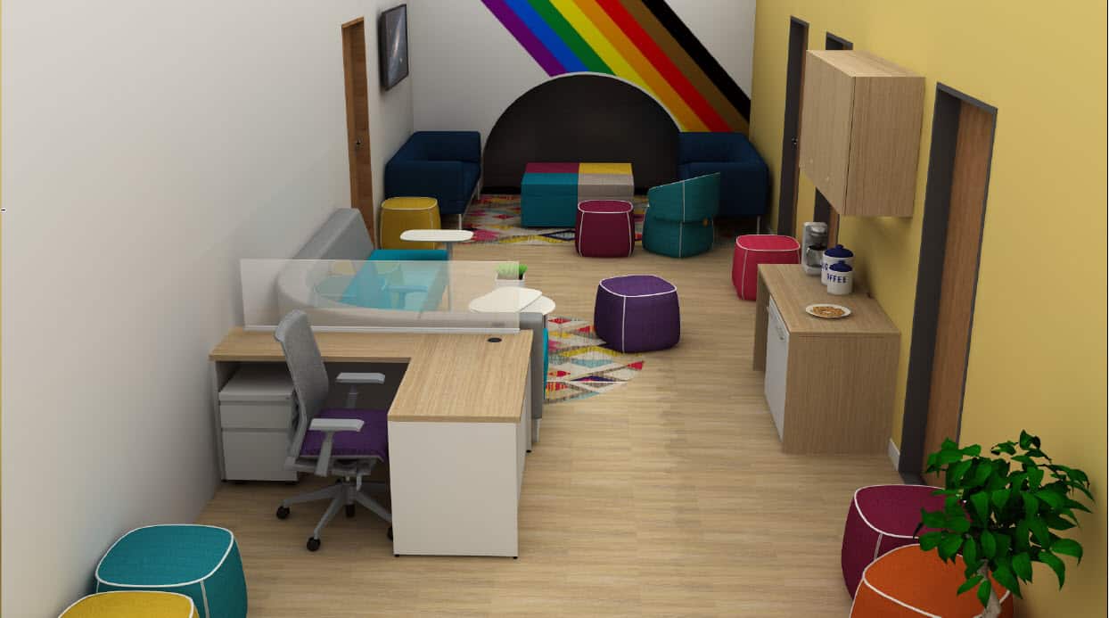 USC LGBTQ Lounge Rendering with Space to Work