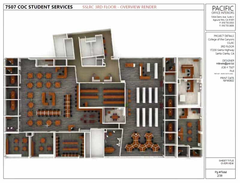 Rendering of the SSLRC 3rd Floor furniture layout