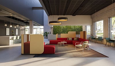 Hospitality-inspired lobby design