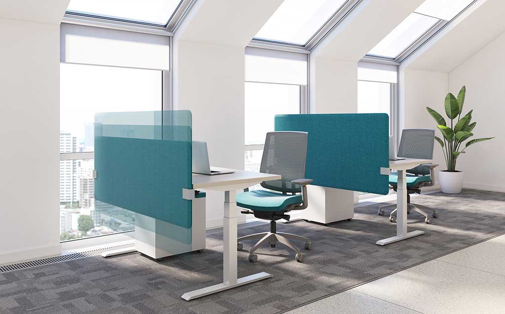 SitOnIt’s Motif screens shown in an Open office design help create visual and acoustic privacy.
