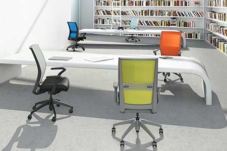 Amplify-10 ergonomic chairs from SitOnIt in a corporate library setting.