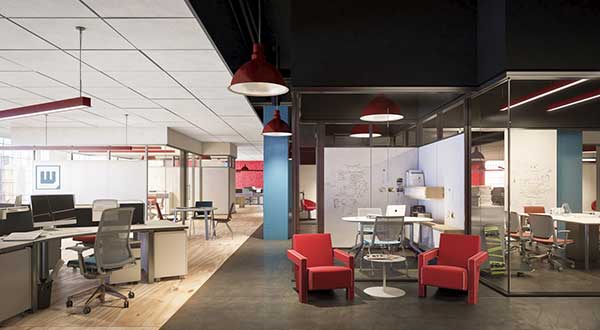 Office spaces in 2024 feature a range of furniture and layouts to support employee use of technology.
